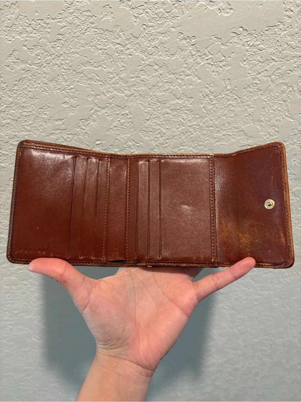 Celine Macadam Beige Monogram Kisslock Trifold Wallet